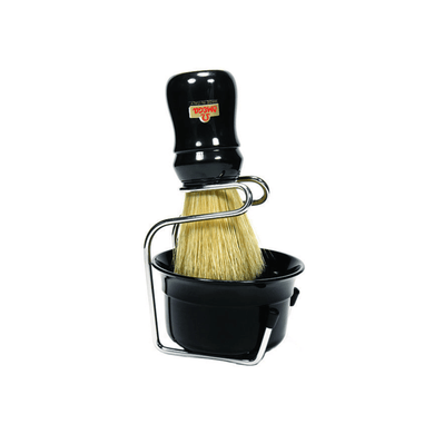 Omega Professional Brush Set Includes Stand and Bowl- BLACK - Barbers Lounge
