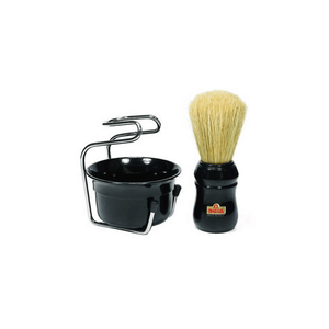 Omega Professional Brush Set Includes Stand and Bowl- BLACK - Barbers Lounge