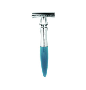E-Shave DE Razor - Nickel & Blue Handle - Barbers Lounge