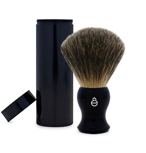 E-Shave Travel Brush Black/Fine w/Can - Barbers Lounge