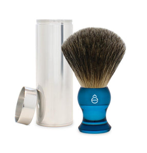 E-Shave Travel Brush Blue/Fine w/Can - Barbers Lounge